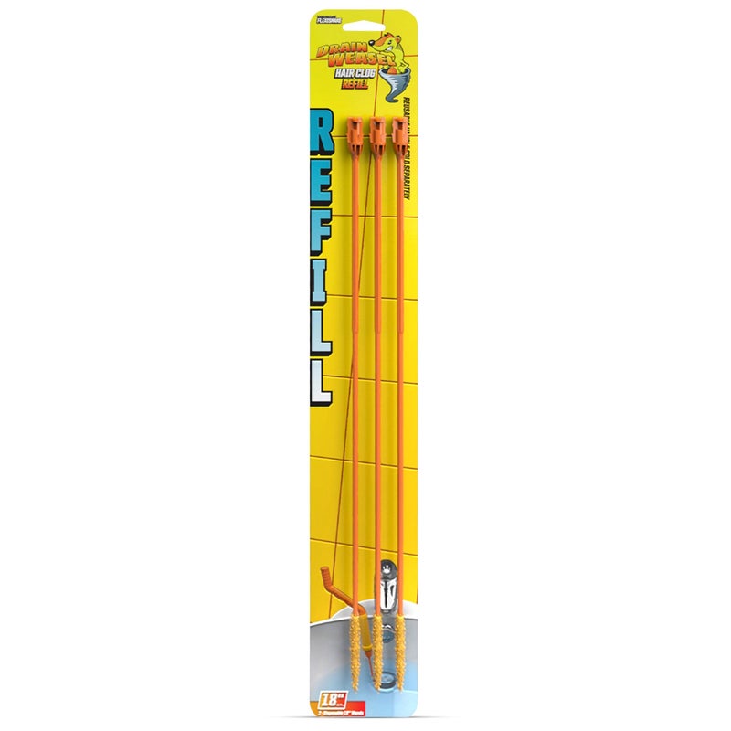 FlexiSnake Drain Weasel Refill - Sink Snake Hair Clog Remover Tool, Pipe, Bathroom, Bathtub Drain Cleaner, 18" Wands, Made in The USA, 3 Pack - Image 1